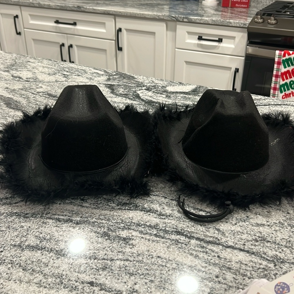 Pair of Black Cowboy Hats